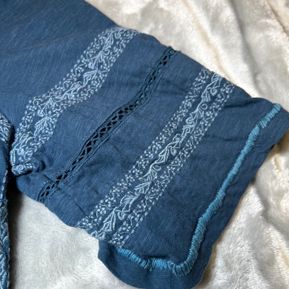 Sundance Womens Size Small Blue Embroidered Beaded Top Boho Blouse Lace Trim - Picture 7 of 12